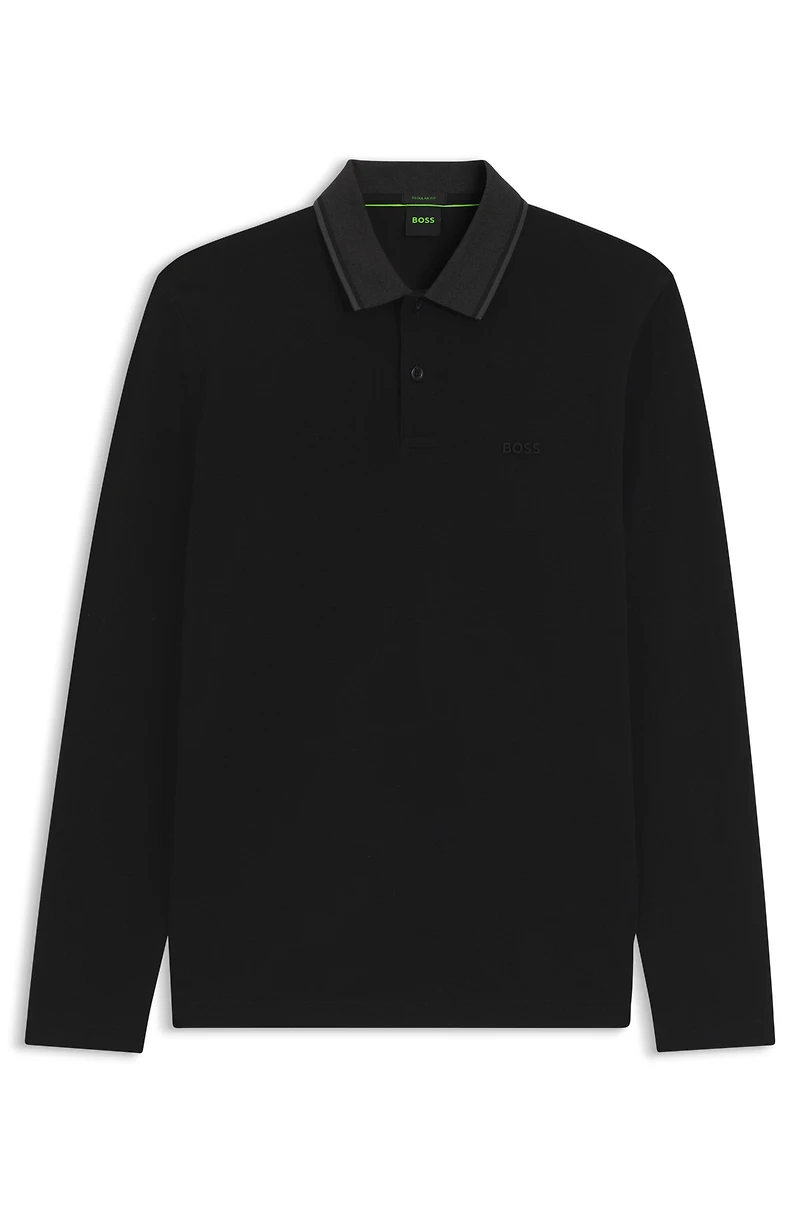 Mouliné-collar polo shirt cotton piqu