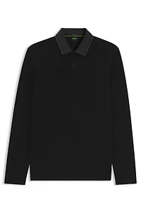 Mouliné-collar polo shirt cotton piqu
