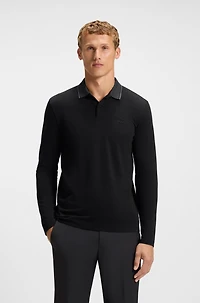 Mouliné-collar polo shirt cotton piqu