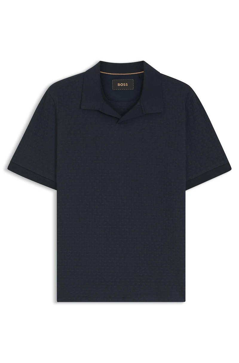 Johnny-collar polo shirt Italian stretch cotton