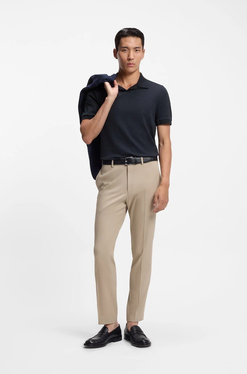 Johnny-collar polo shirt Italian stretch cotton