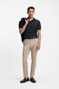 Johnny-collar polo shirt Italian stretch cotton