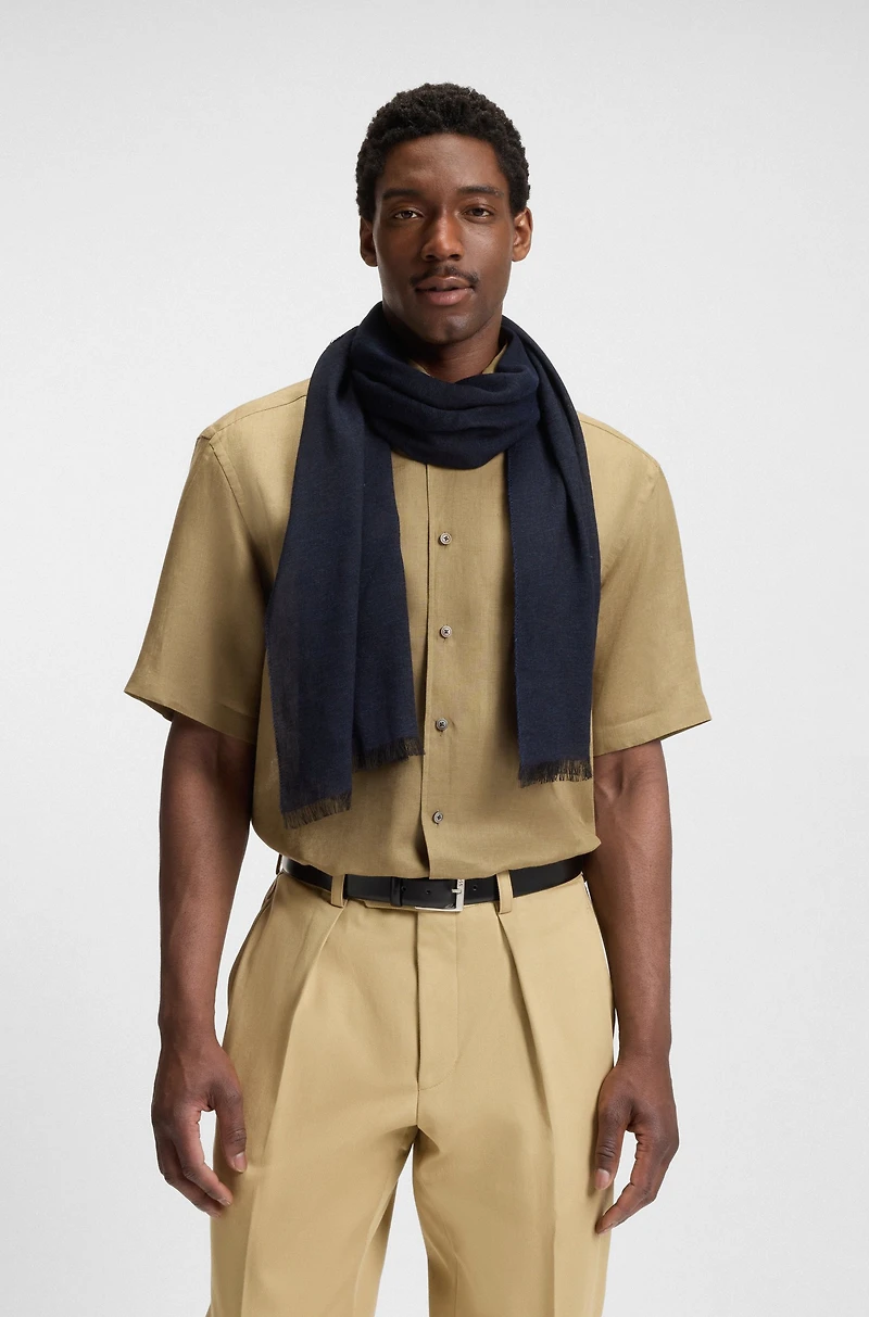 BECKHAM x BOSS lightweight two-tone scarf with linen