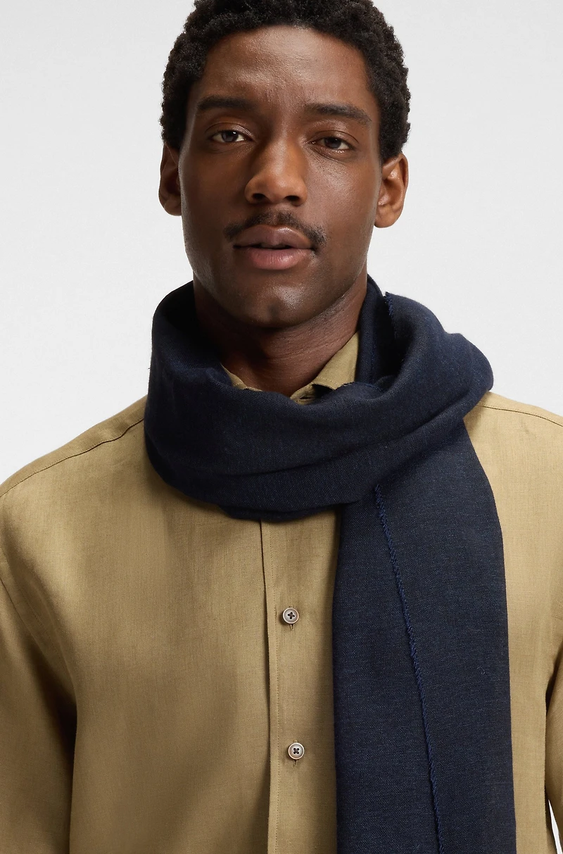 BECKHAM x BOSS lightweight two-tone scarf with linen