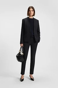 Crease-resistant slim-fit trousers herringbone jersey