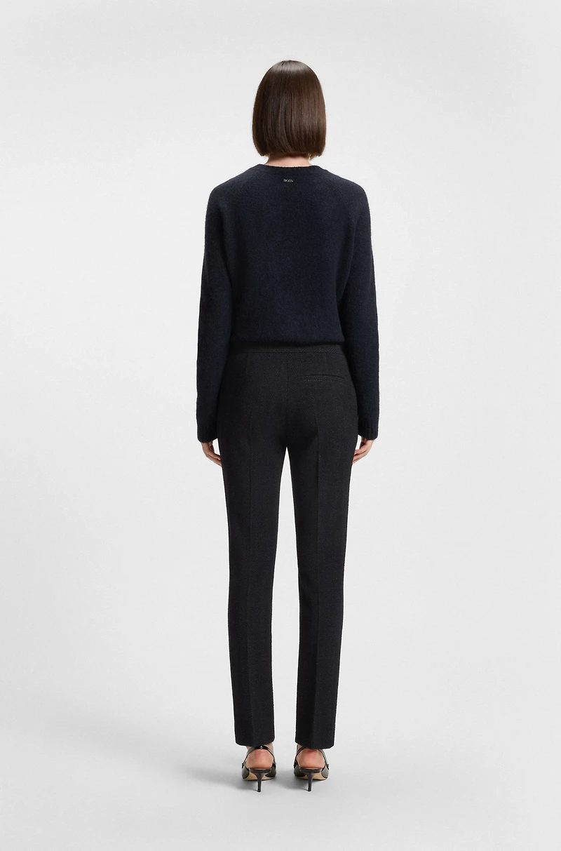 Crease-resistant slim-fit trousers herringbone jersey