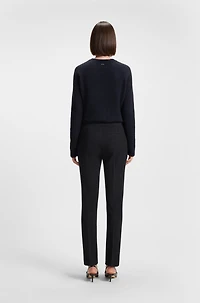 Crease-resistant slim-fit trousers herringbone jersey