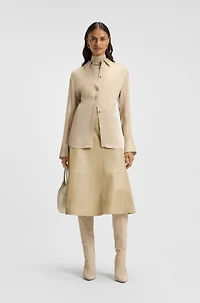 A-line skirt nappa leather