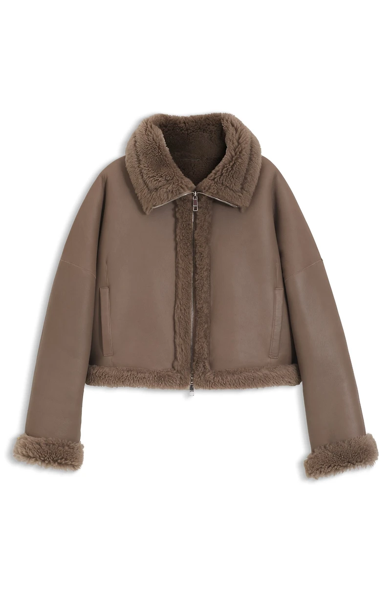 Shearling-trim jacket nappalan leather