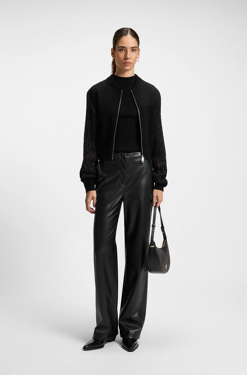 Straight-leg trousers faux leather