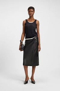 Faux-leather skirt with wrap front