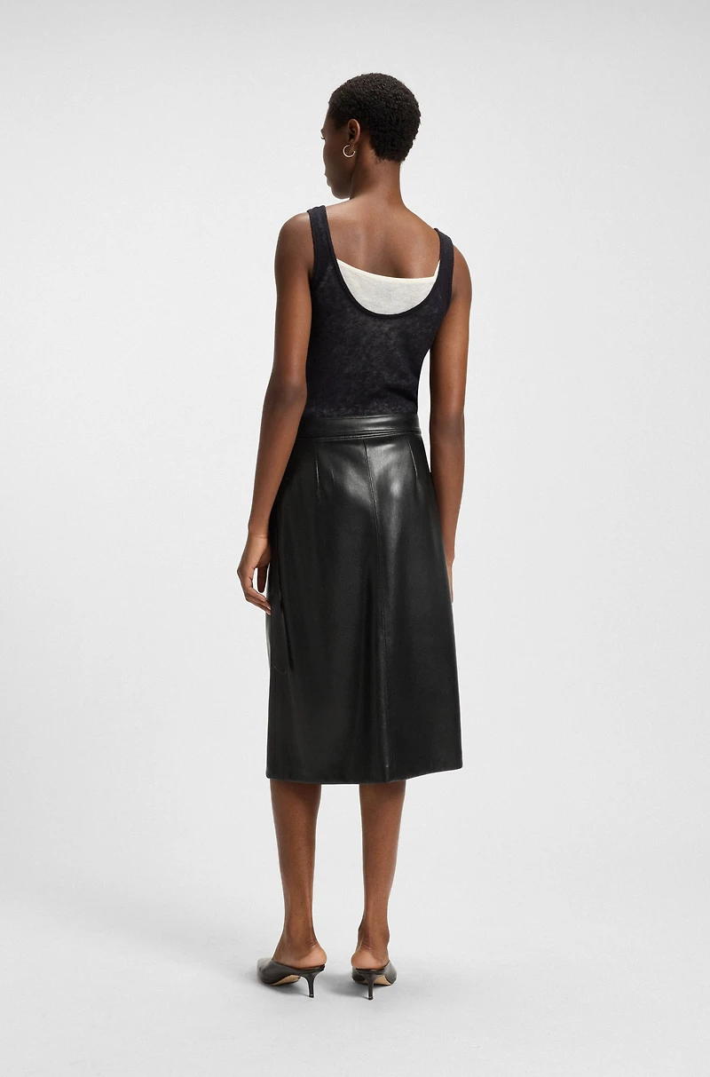 Faux-leather skirt with wrap front