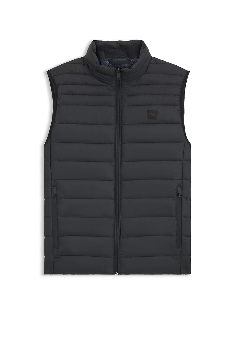 Mixed-quilting gilet with water-repellent finish