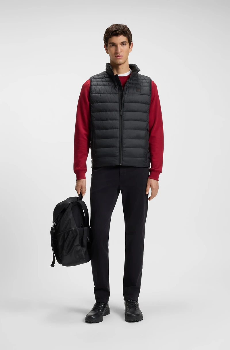 Mixed-quilting gilet with water-repellent finish