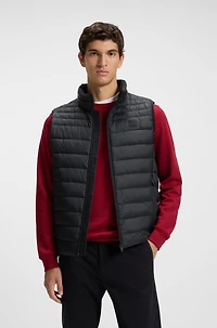 Mixed-quilting gilet with water-repellent finish