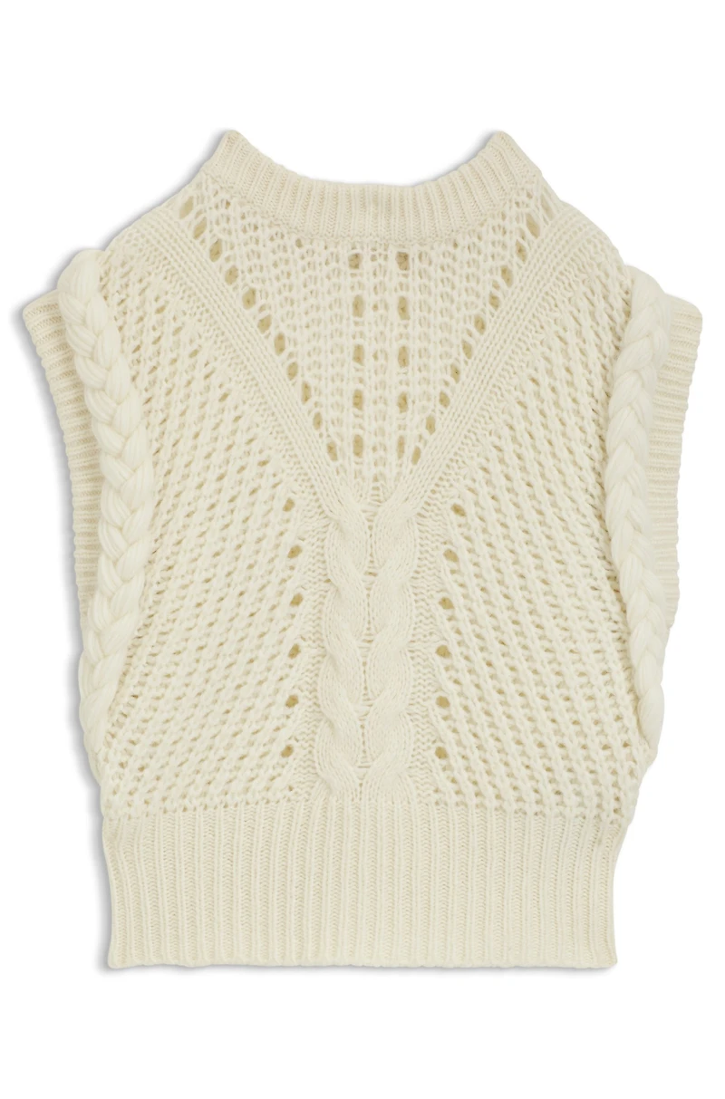 Italian-yarn sleeveless top with structured knit