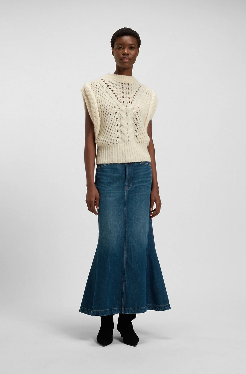 Italian-yarn sleeveless top with structured knit