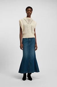 Italian-yarn sleeveless top with structured knit