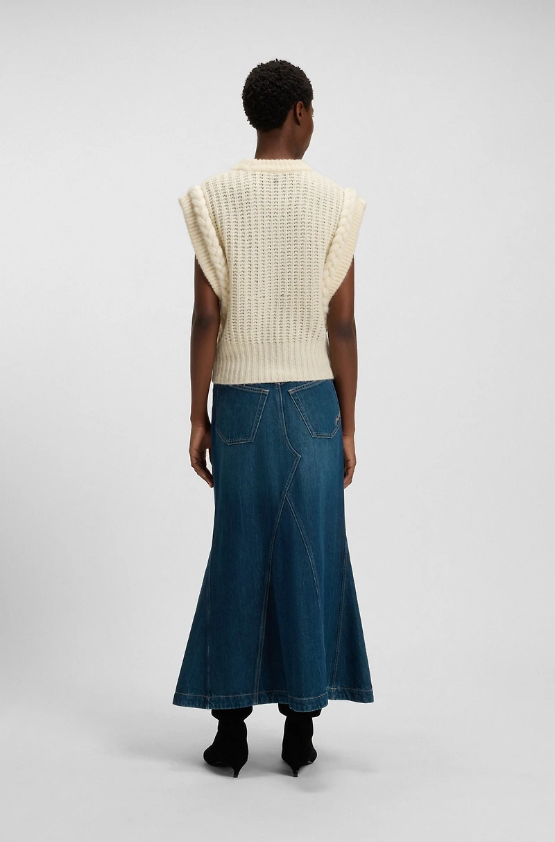 Italian-yarn sleeveless top with structured knit