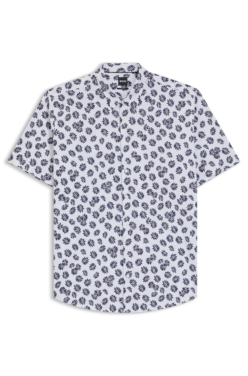 Slim-fit shirt floral-print cotton
