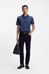 Collar-tipping polo shirt cotton and silk