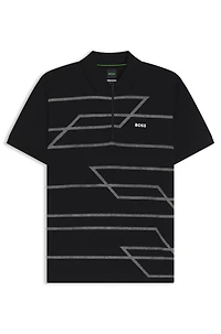 Printed-pattern slim-fit polo shirt cotton jersey