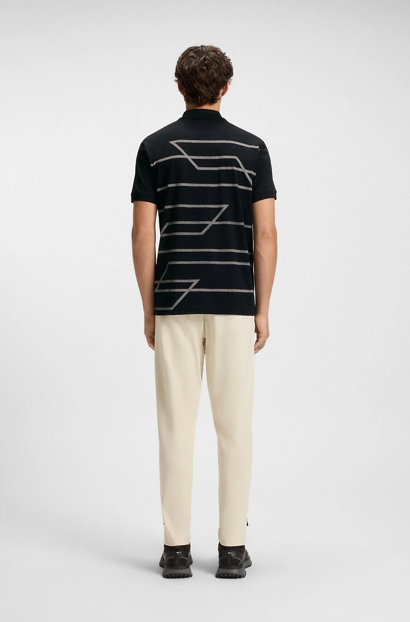 Printed-pattern slim-fit polo shirt cotton jersey