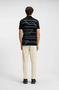 Printed-pattern slim-fit polo shirt cotton jersey