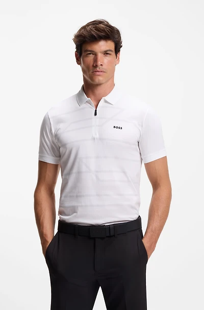 Printed-pattern slim-fit polo shirt cotton jersey