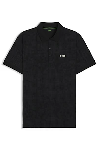 Cotton-piqué polo shirt with all-over print
