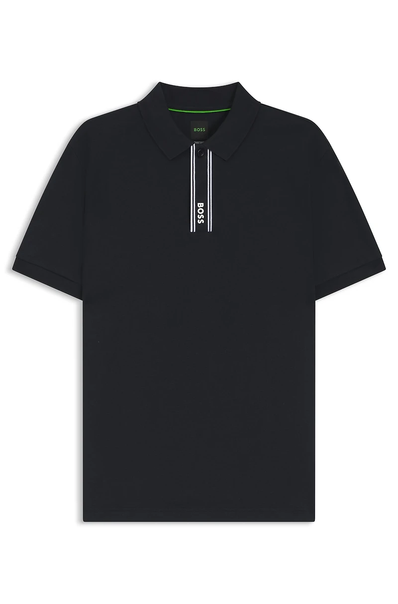 Paddy polo shirt with striped placket and logo