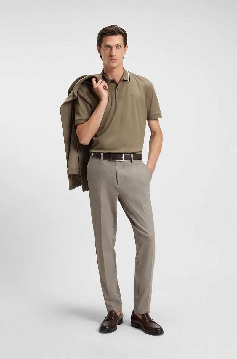 Slim-fit trousers brushed herringbone
