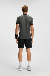 Mesh-jersey slim-fit polo shirt with zip neck