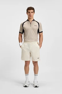 Mesh-jersey slim-fit polo shirt with zip neck