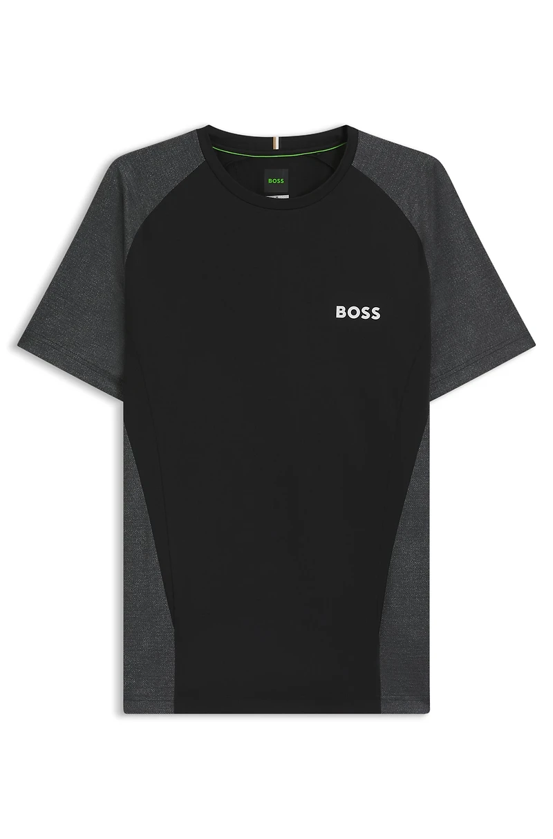 Slim-fit T-shirt mesh jersey with contrast inserts