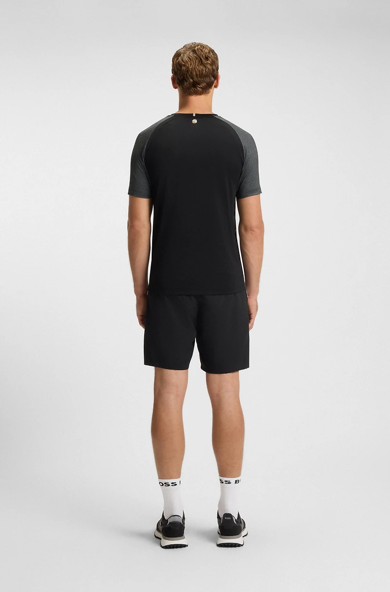Mesh-jersey slim-fit T-shirt with colour-blocking