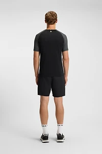Mesh-jersey slim-fit T-shirt with colour-blocking