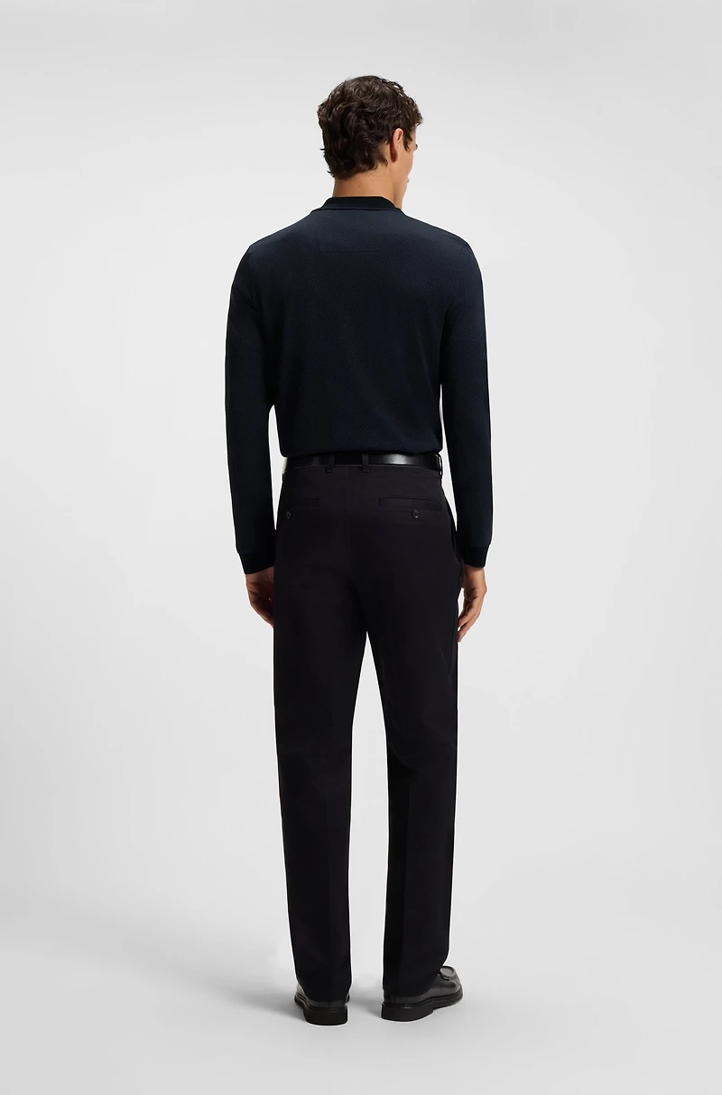 Mercerised-cotton polo shirt with two-tone structure