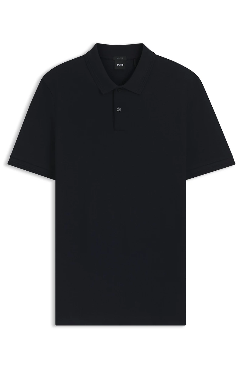 Cotton polo shirt with herringbone structure