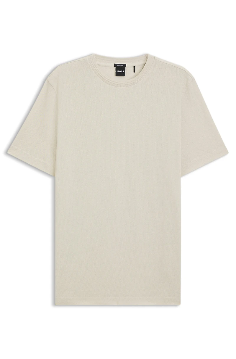 Cotton T-shirt with herringbone structure