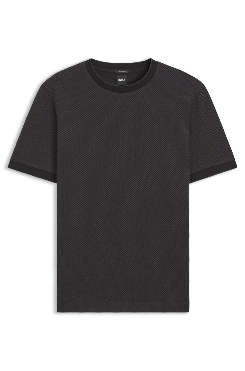Mercerised-cotton T-shirt with two-tone structure