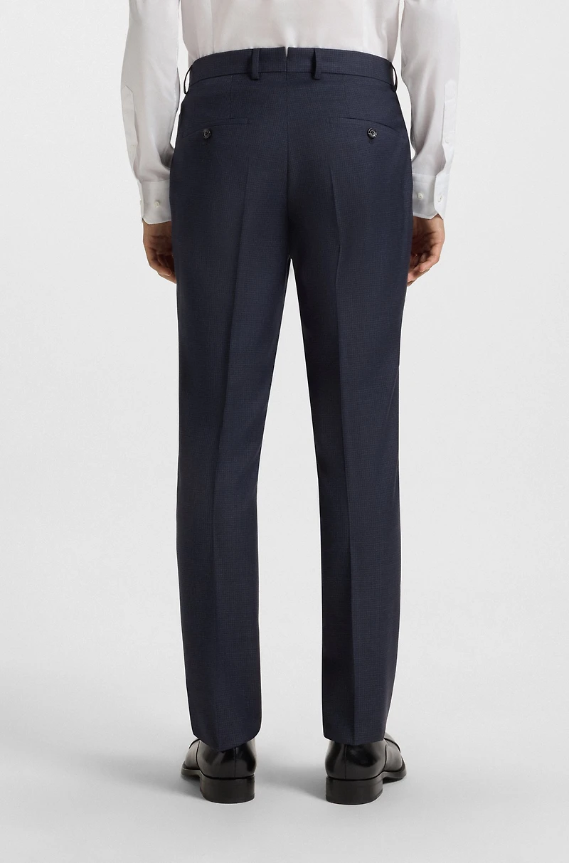 Two-piece slim-fit suit patterned virgin wool