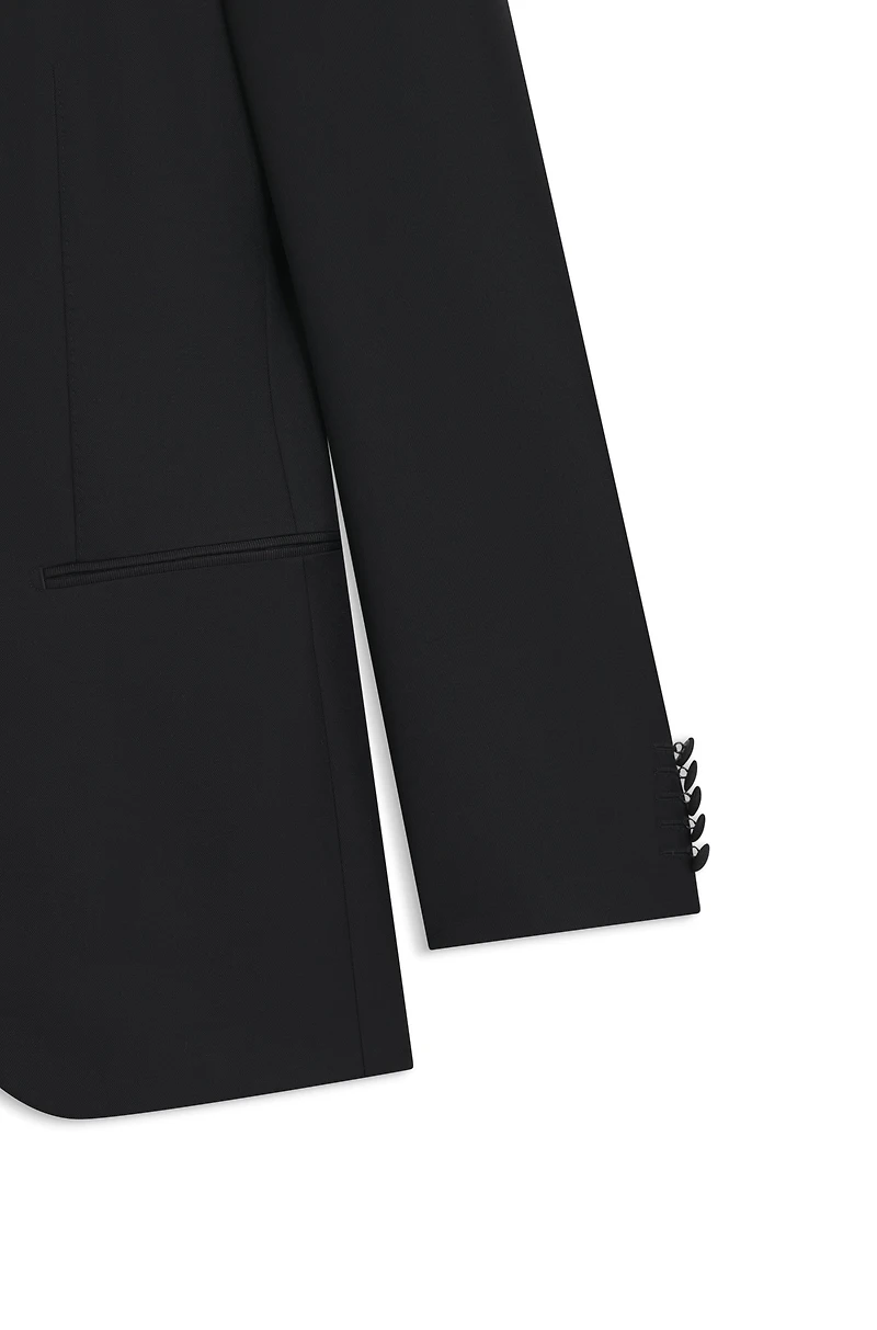 Two-piece slim-fit tuxedo suit a wool blend