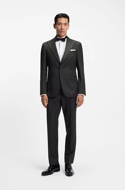 Two-piece slim-fit tuxedo suit a wool blend