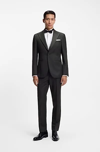 Two-piece slim-fit tuxedo suit a wool blend