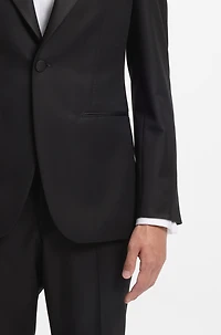 Two-piece slim-fit tuxedo suit a wool blend