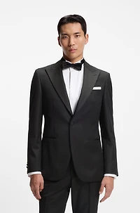 Two-piece slim-fit tuxedo suit a wool blend