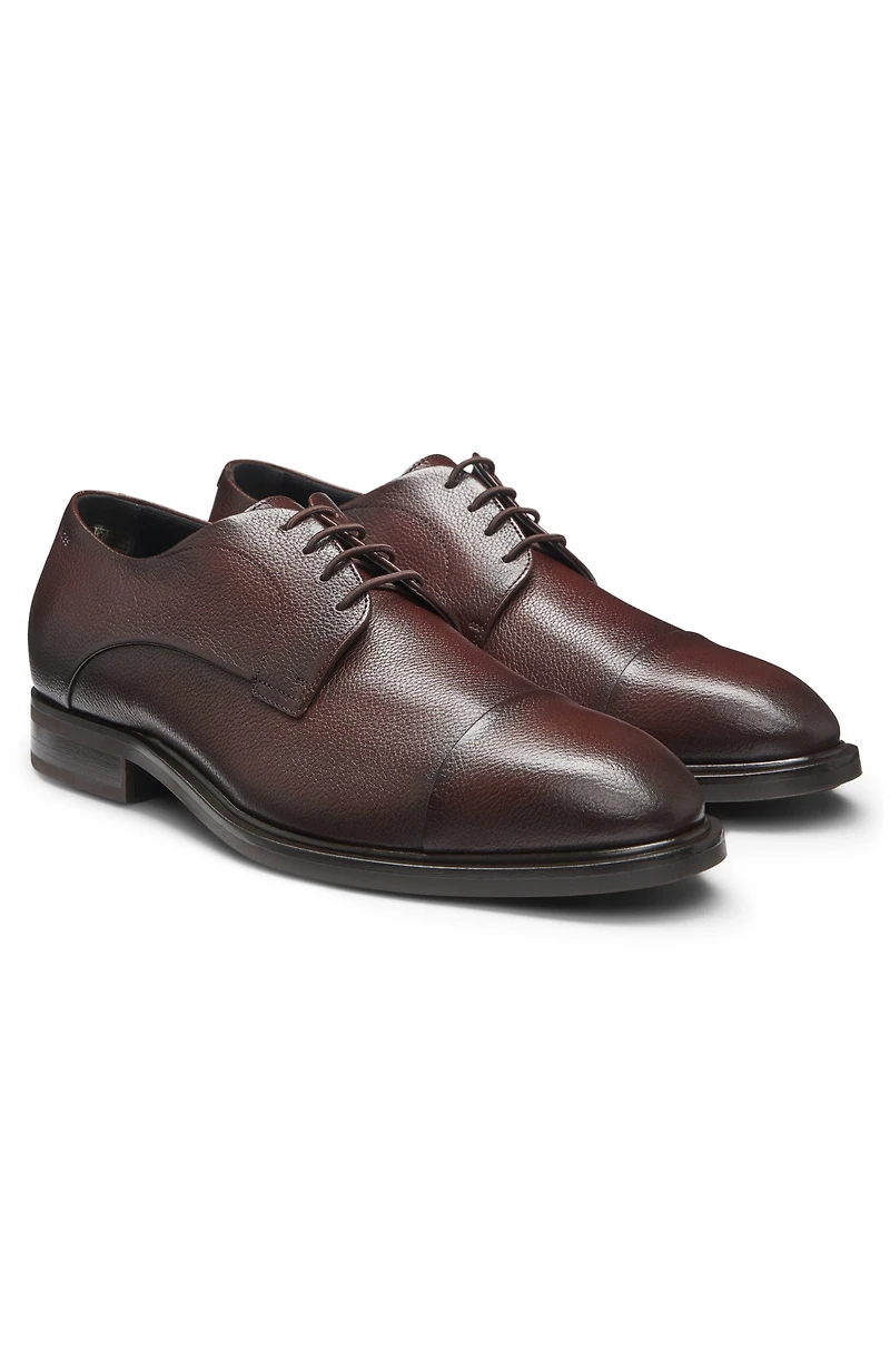 Grained-leather Derby shoes with cap toe