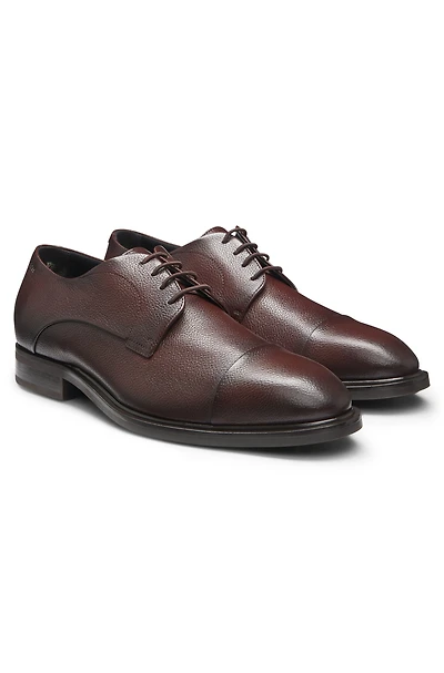 Grained-leather Derby shoes with cap toe