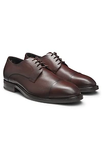 Grained-leather Derby shoes with cap toe